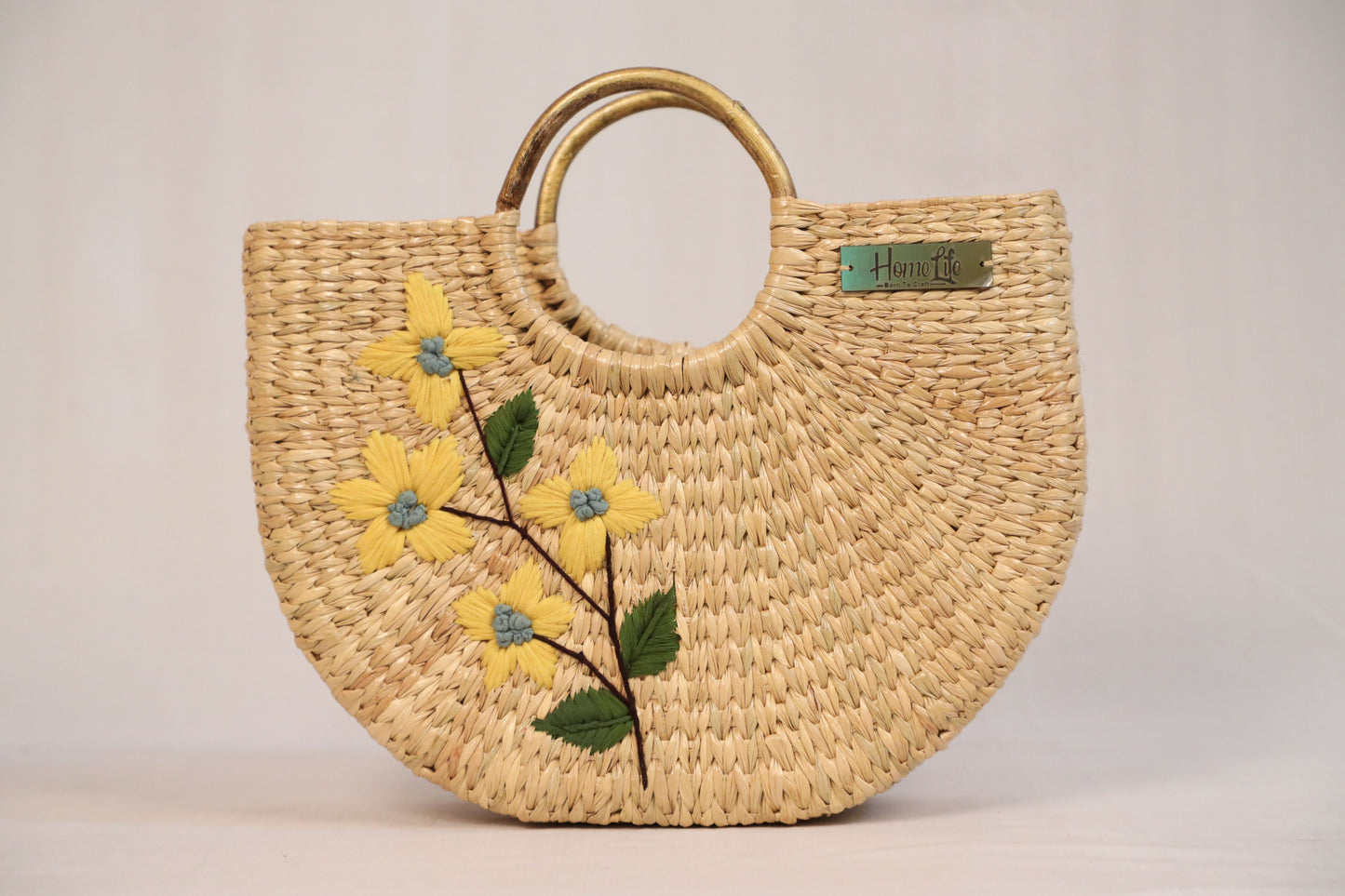 Handwoven U-shaped embroidered Beach Bag