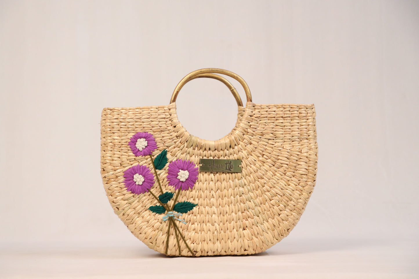 Handwoven U shaped embroidered bag