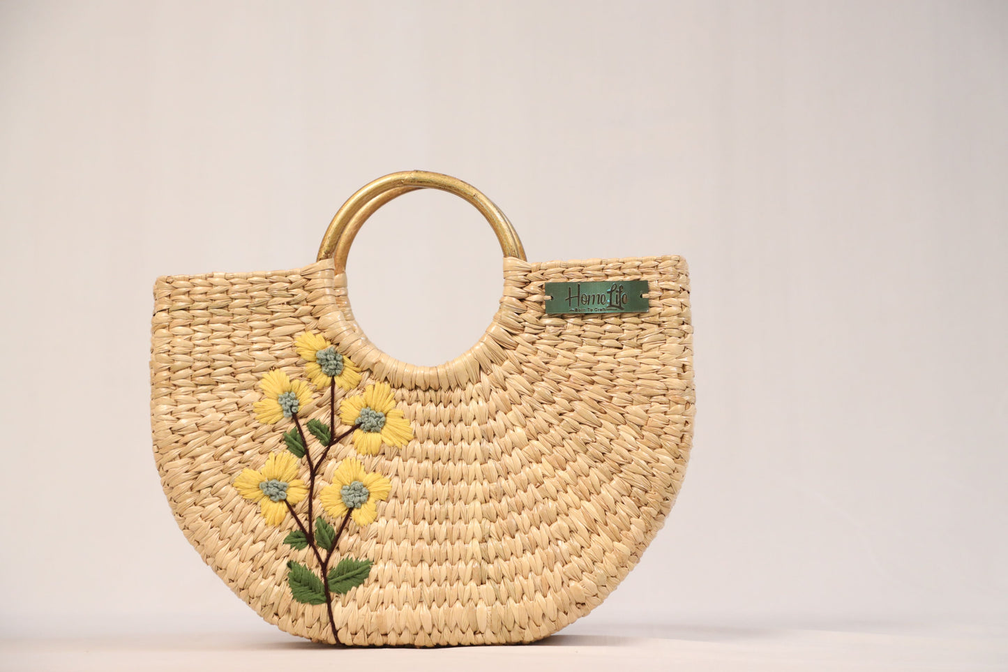 Handwoven U-shaped embroidered Beach Bag