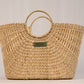Beige handcrafted shopping bag with linen inside