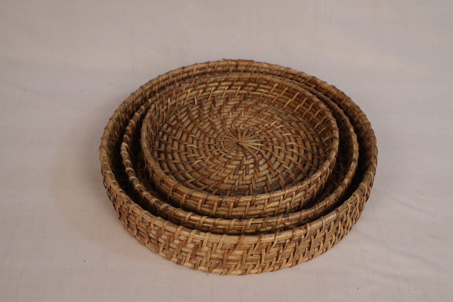 Round Cane Tray set of 3