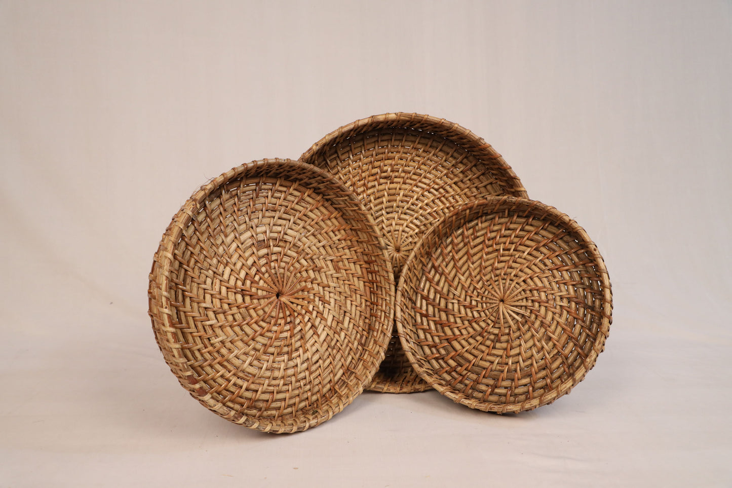 Round Cane Tray set of 3