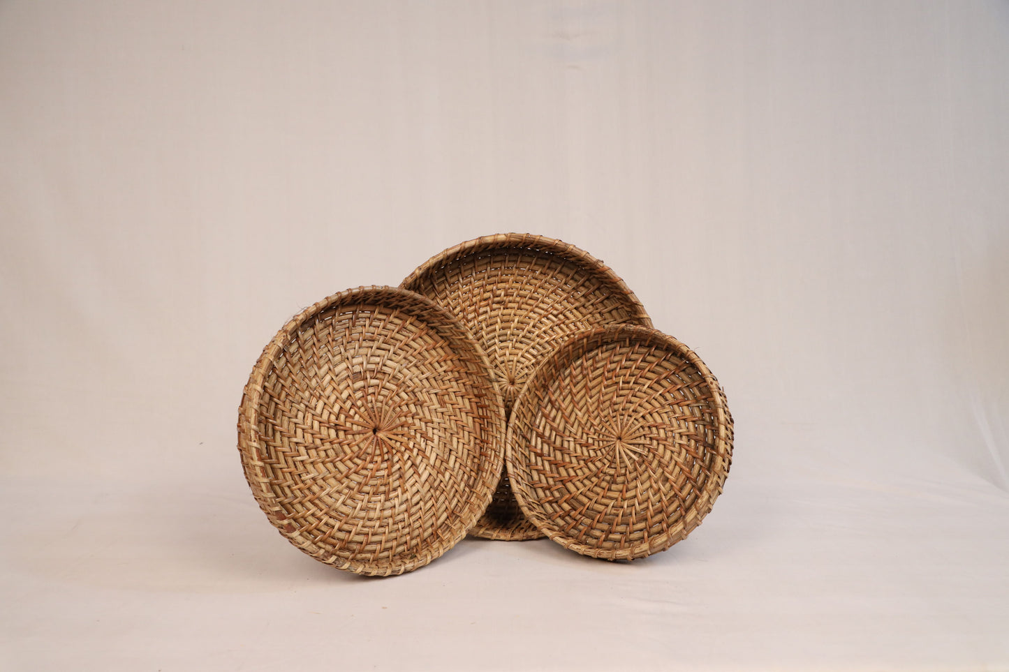 Round Cane Tray set of 3