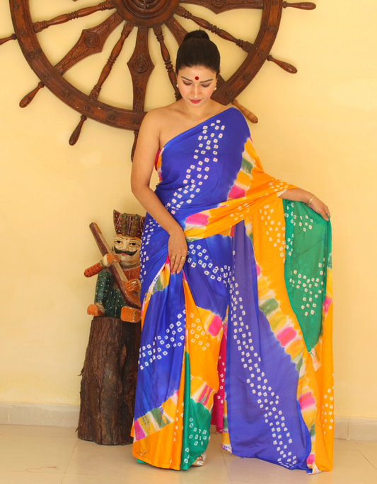 Blue Bhabri Leheriya Saree