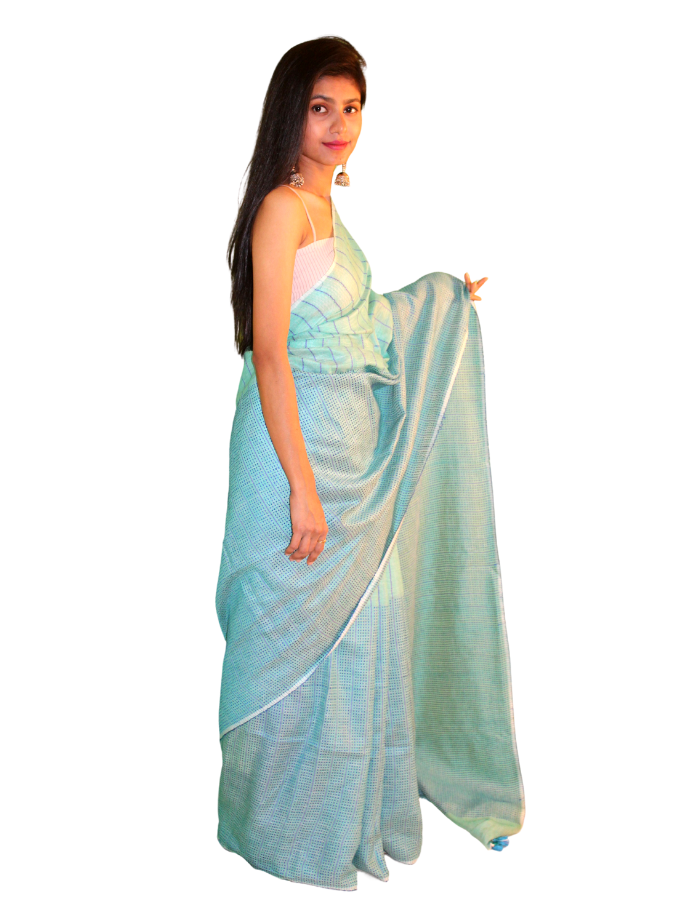 Pastel Green Katha Saree