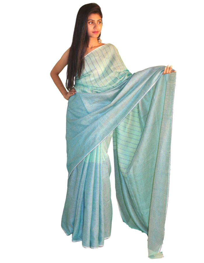 Pastel Green Katha Saree