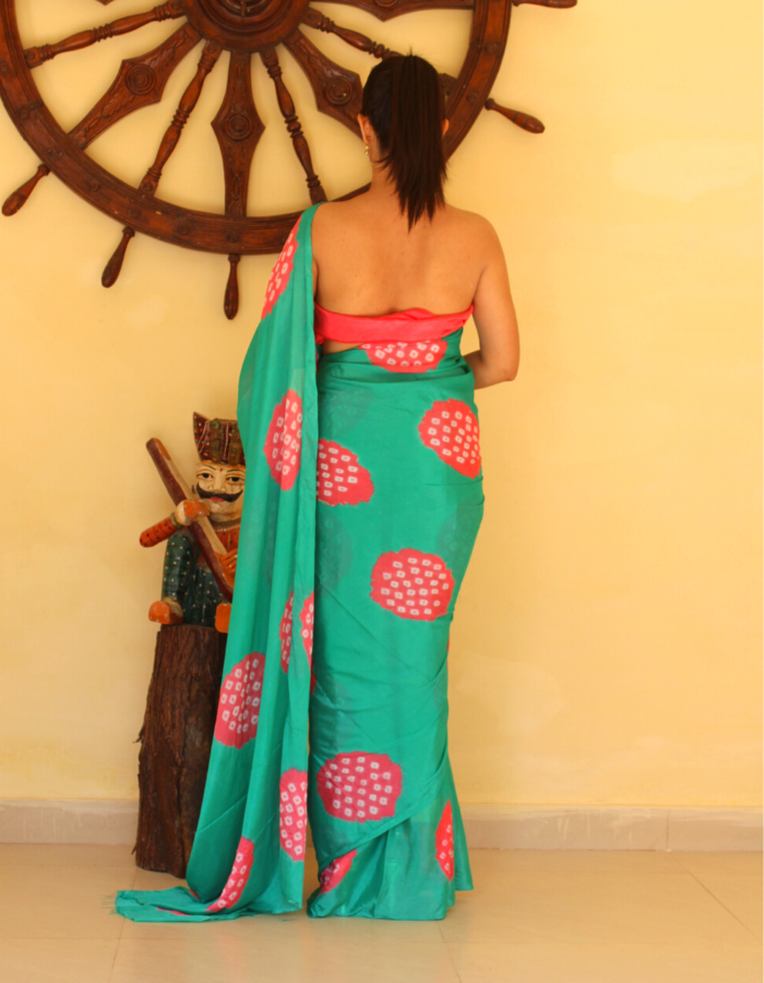 Bela Jade green Bandhej Saree