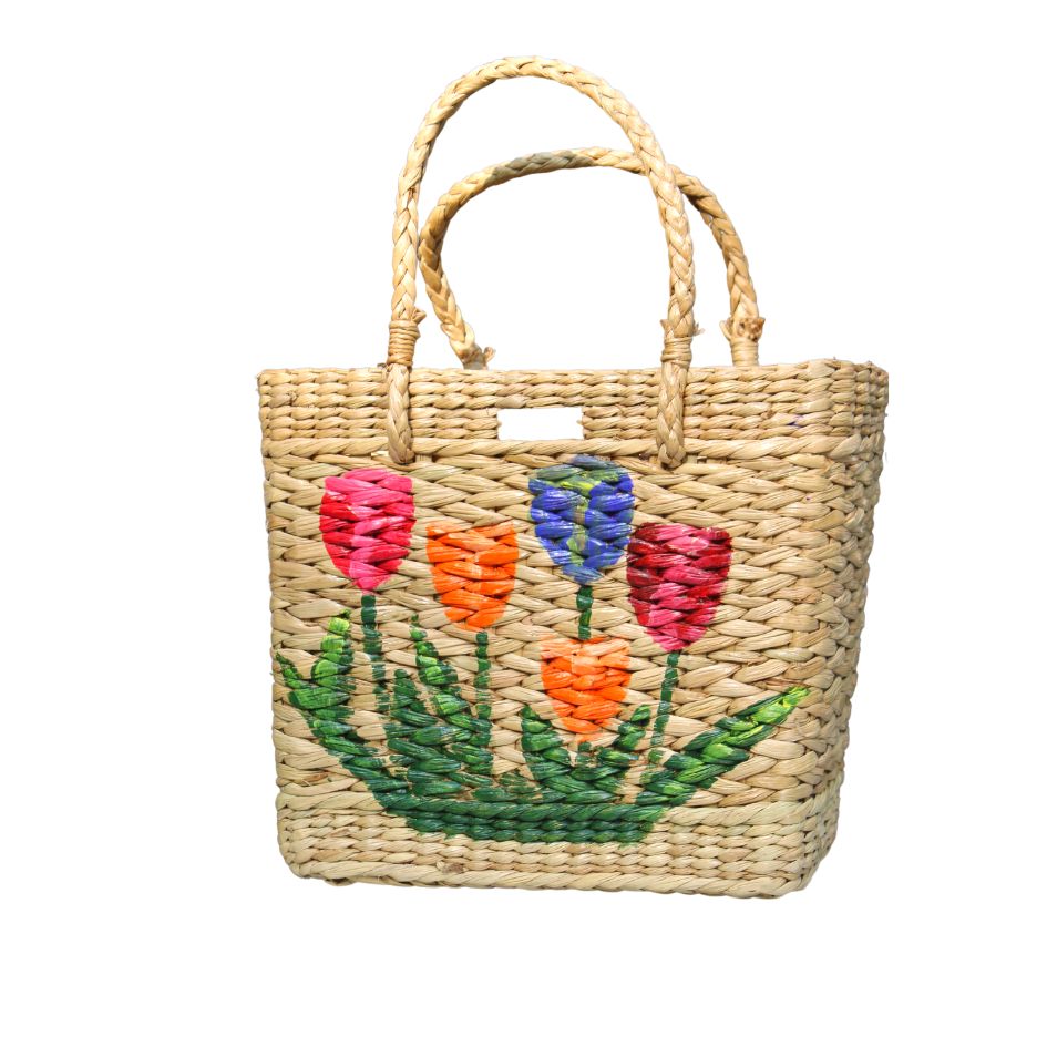 Multi Tulip Handcrafted Tote