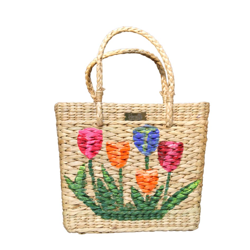 Multi Tulip Handcrafted Tote