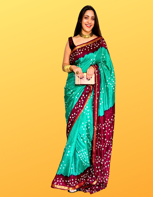 Meghna Jade green Taffeta silk Saree