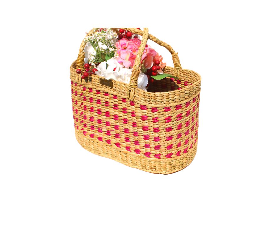 Multipurpose Handwoven Basket with Red colour