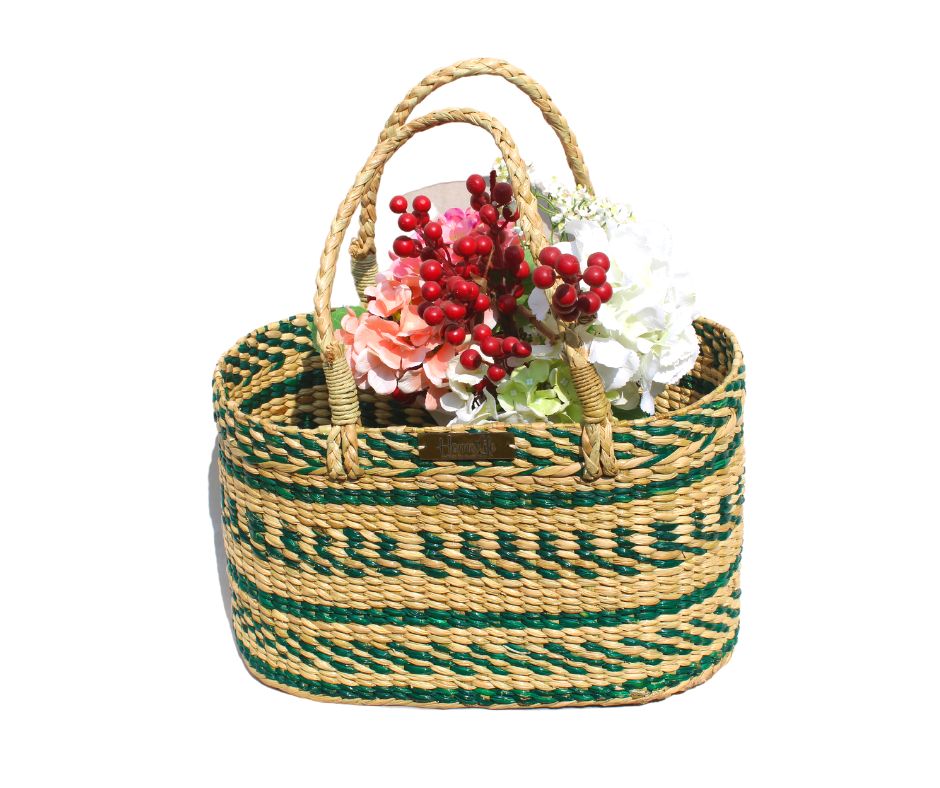 Multipurpose Kauna Basket with green clour contrust