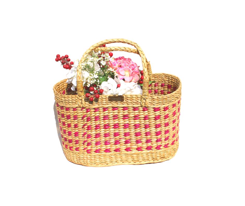 Multipurpose Handwoven Basket with Red colour